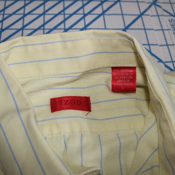 IZOD Yellow Pinstripe Dress Shirt, Large - Picture 6 of 7